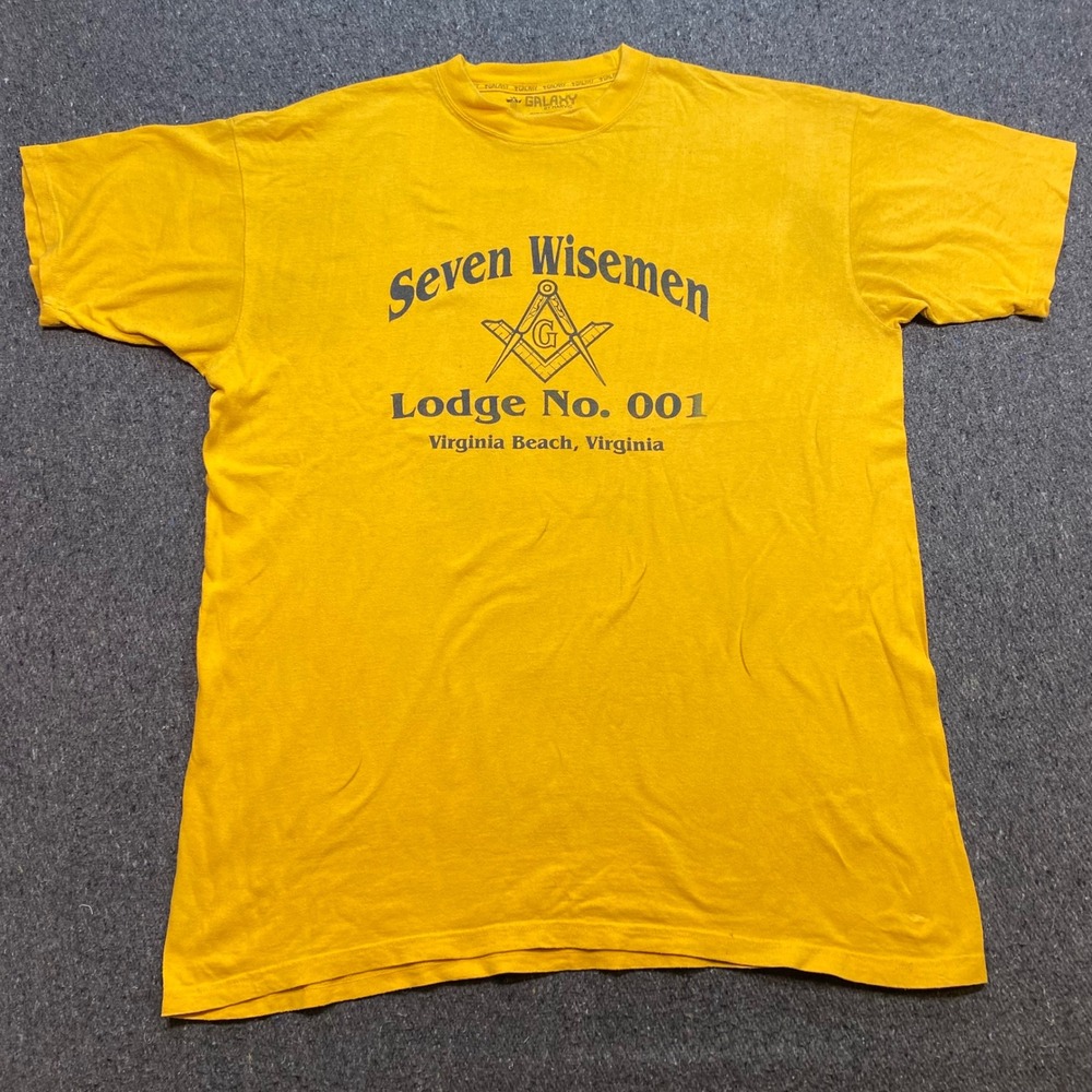 Galaxy Seven Wisemen Lodge 001 TShirt Sz 5XL Mens Yellow Masonic Skater Graphic